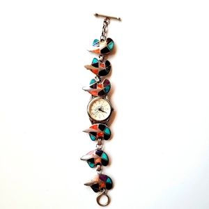 Vintage Inlayed Bear Watch Native American Handmade